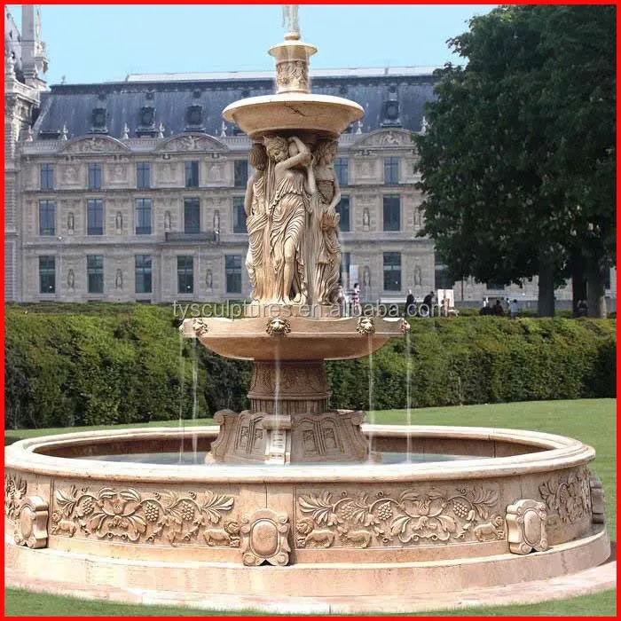 White marble garden female statue fountain stone life size lady water fountains