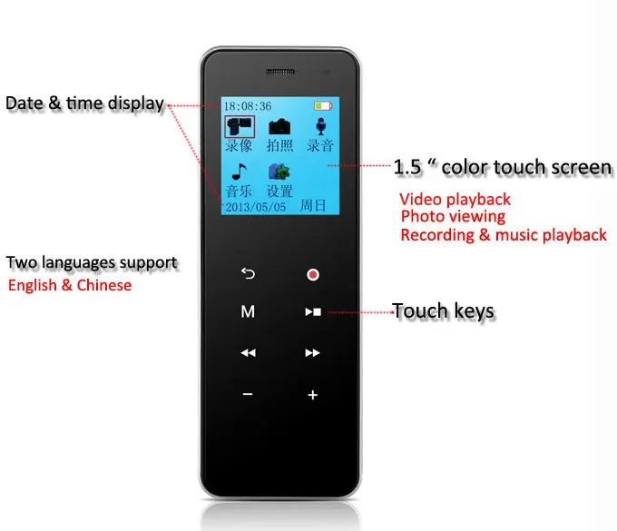 mini video camcorder HD 720P, 8.0MP, mini dv with touch screen and touch keys, motion detection video camera