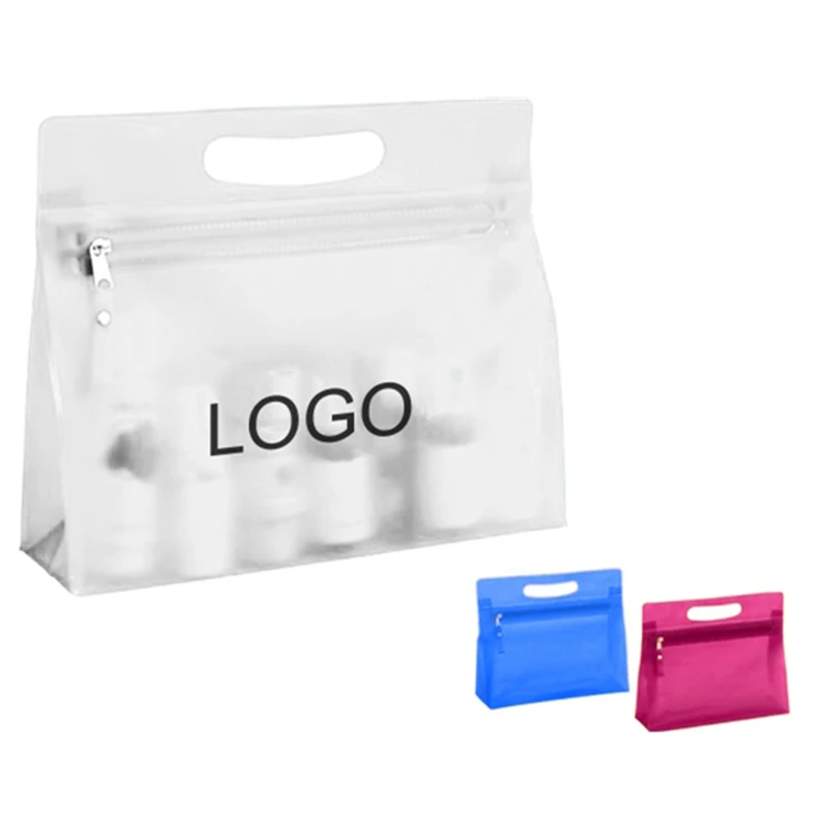Clear Translucent Pvc Plastic Zippered Cosmetic Toiletry Bag Bolsa De
