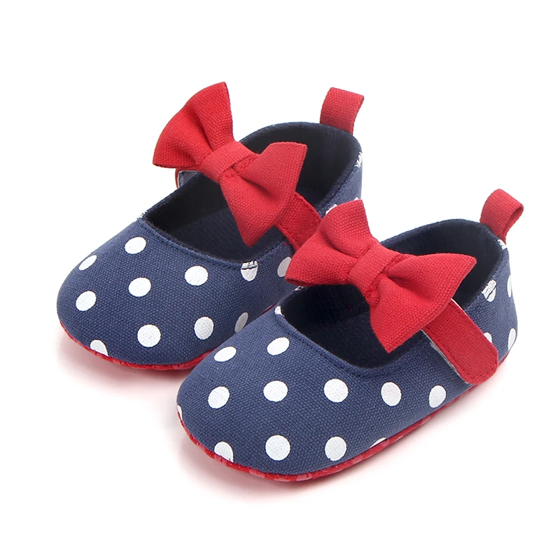 

Hot selling beautiful big bow dot baby girl shoes, Red/blue