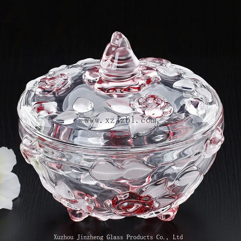 Crystal glass fruit tray with cover
