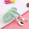 Promotional child Gifts baby flatware Round Handle Portable Cutlery Set 304 Stainless Steel Spoon tableware