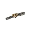 Fashion black rhinestone pearl bowknot hair barrette vintage gold heart hair pearl clip for women