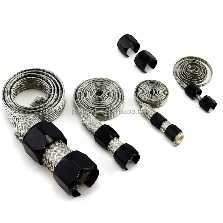 Black Flex Braided Stainless Steel Hose Sleeving Kit Radiator,Vacuum,Heater And Fuel Line Hose