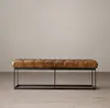 Vintage tuftied leather bench