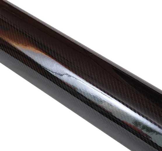 5D Ultra Glossy Black Carbon Fiber Vinyl Wrap Roll 12x60 Inch - DIY Car Sticker For Hood, Roof, Trim