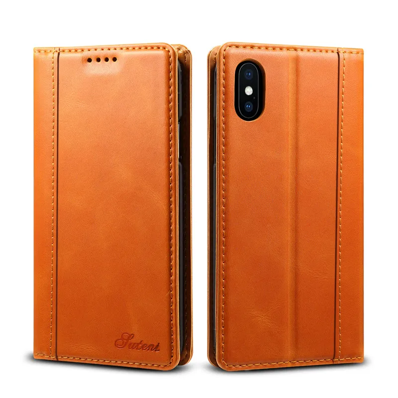 

HAISSKY Genuine Leather cell phone Case Wallet Cover Case for iphone X