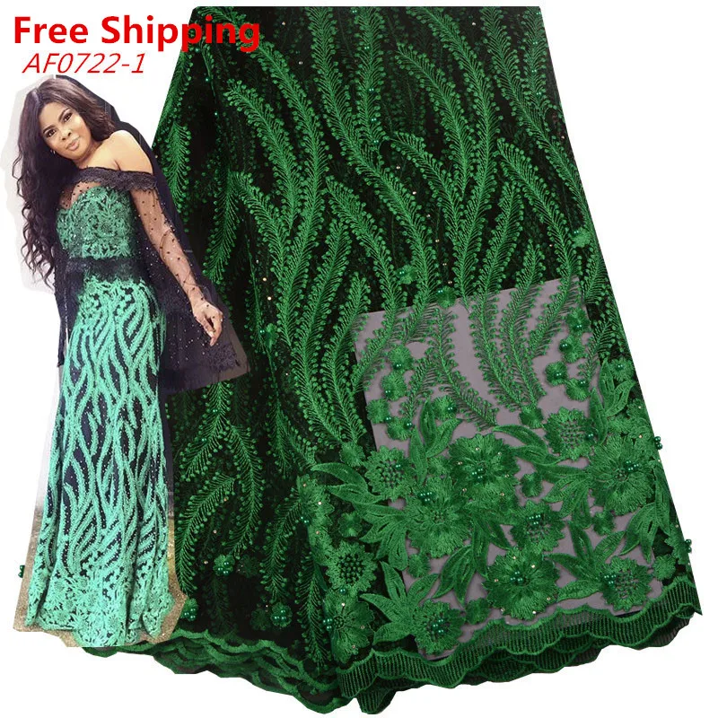 

High Quality Net Pearl Lace African Embroidery Lace African Lace Fabrics 5 Yards Free Shipping 1300, Cupion