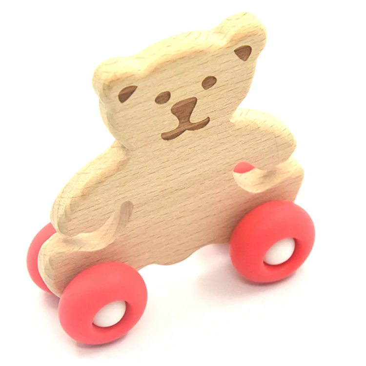 
Mini Wood Animal Car Baby Wooden Baby teether Toys 
