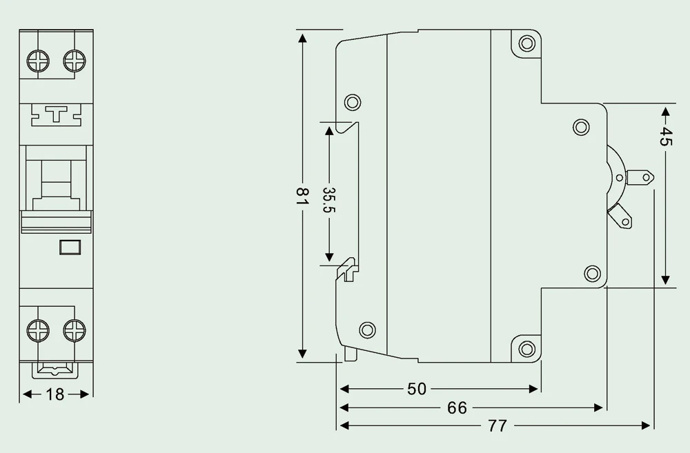 DPN RCBO 6KA Type C and B 6A 10A 16A 20A 25A 32A 40A 18mm 1P+N RCBO