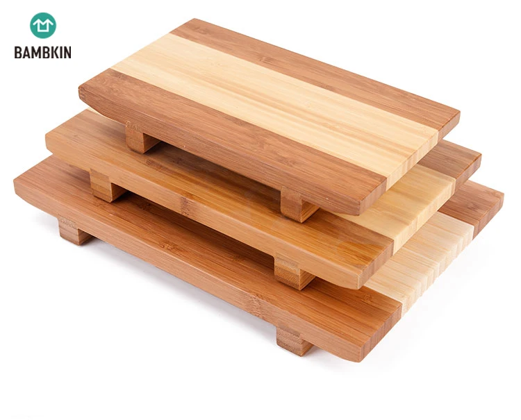 100% natural bamboo wooden sushi tray serving plate for home or restaurant