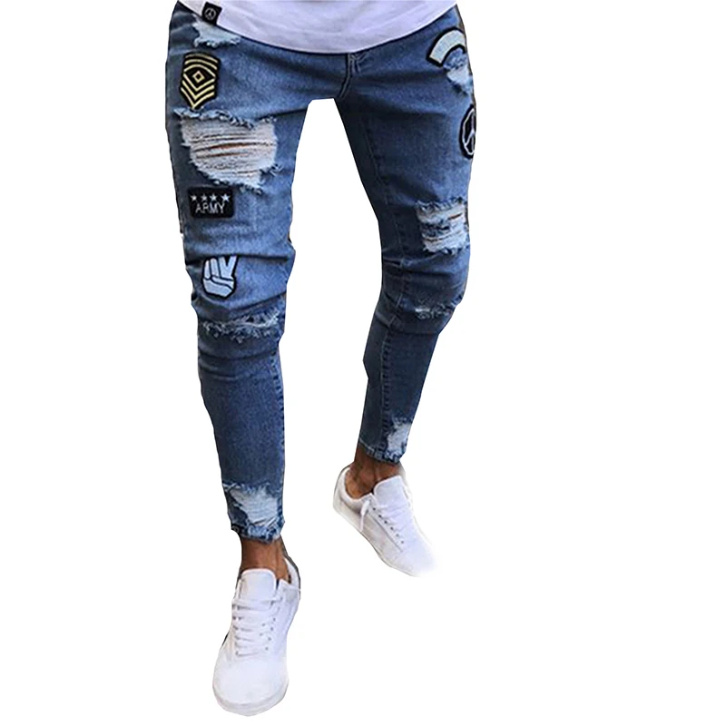 

2018 New style Hip Hop Ripped Jacket Skinny Trousers Jeans Men