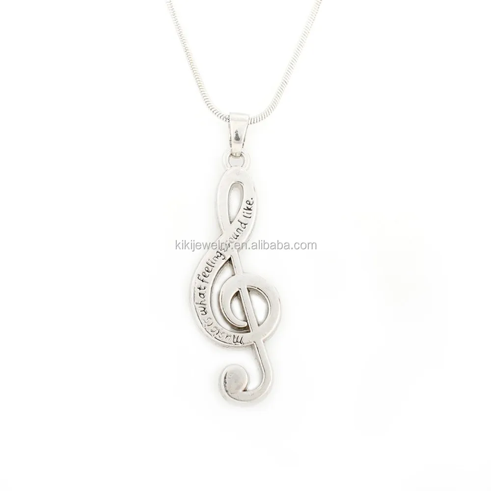 

China Supplier Rhodium Plated Music Note Shape Symbol Pendant Necklace Jewelry