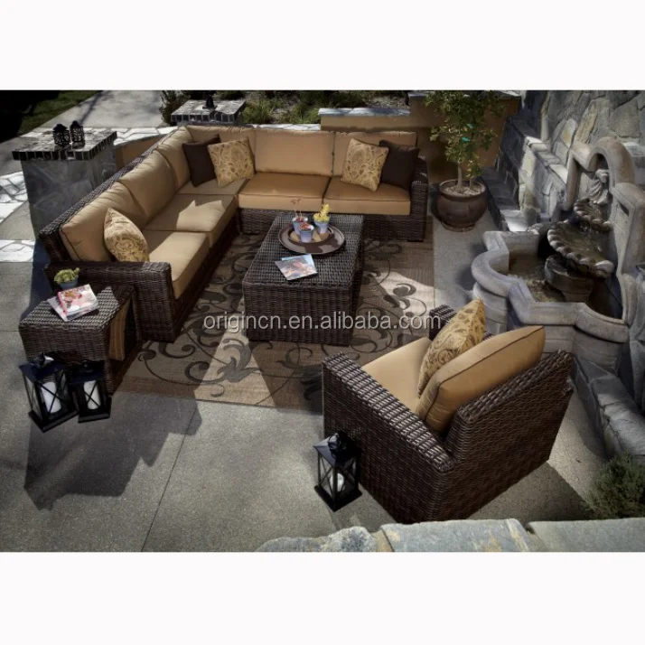 Sectional Designed Synthetic Rattan Woven Sofa Sets Luxury Outdoor