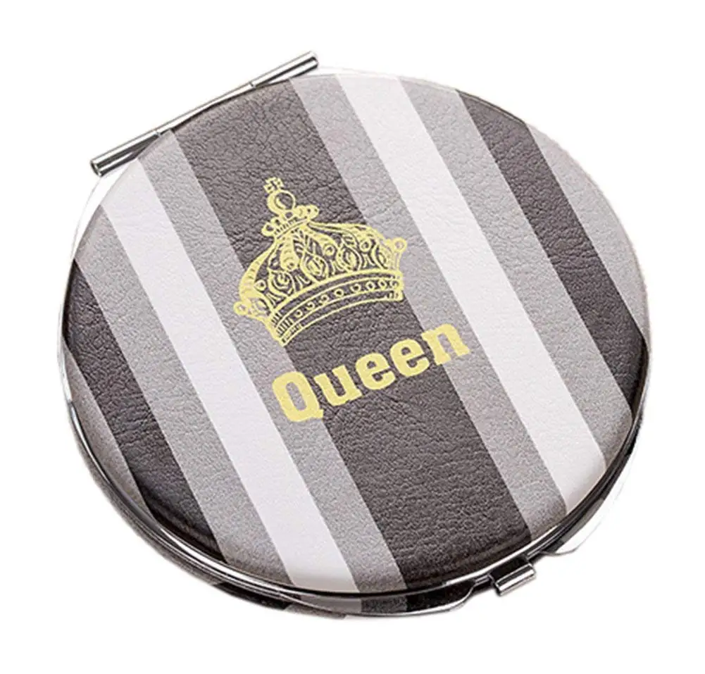 Blancho Bedding Leather Mirror Portable Folding Vanity Mirror Makeup Mirror Double-sided Cosmetics Mirror #70