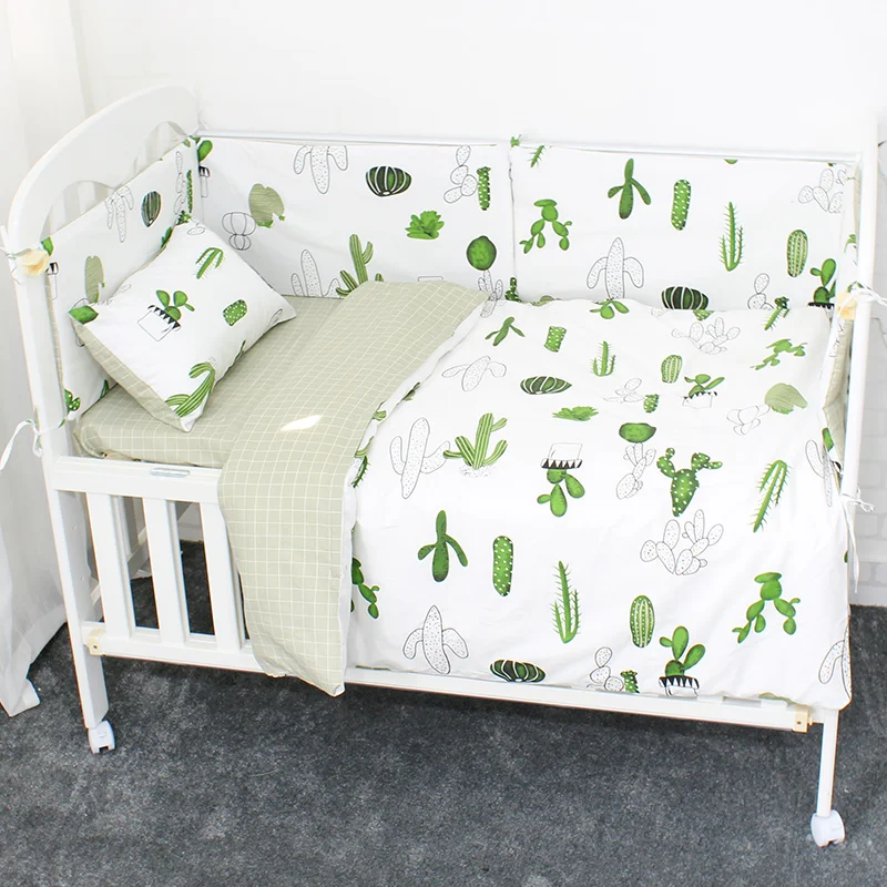 7pcs Baby Kid Crib Bedding set Bumpers Quilt Pillow Cot Sheet Soft Cotton Unisex 