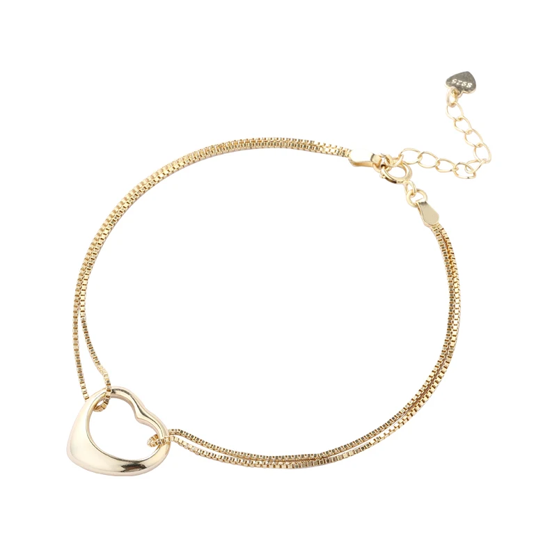 

L050 Women Dainty Jewelry bracelet gold filled heart charm bracelet by Moyu
