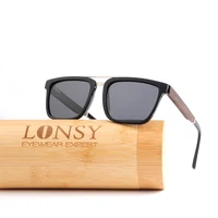 

LS6004-C1 Metal bridge latest design CE acetate wooden sunglasses 2019 dropshipping