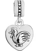 Zodiac Animal Sign Rooster Dangle European Heart Charm Beads