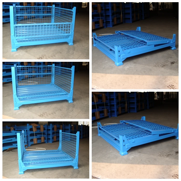 Warehouse Equipment Stackable Steel Storage Crate Wire Mesh Container ...