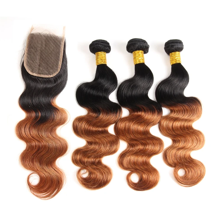 

Wholesale Virgin Ombre 2 Tone Color Brazilian virgin Human Hair Ombre 1B/30 Body Wave