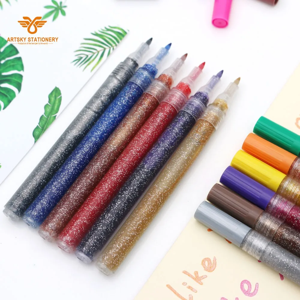 Glitter Paint Pens,Water Based Fine Point Set Of 12 Multiple Colors