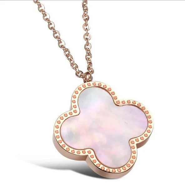 

Fashion stainless steel four leaf clover pendant necklace lucky zircon clover leaf necklace jewelry for women