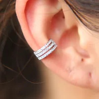 

2018 fashion three cz line 925 sterling silver ear cuff delicate minimal no pierced women earring cuff