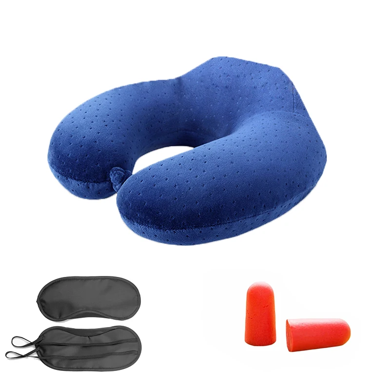 

Satin Eye Mask Multicolor Memory Foam Earplugs Grey Neck Support Air Pillow Kit Portable U Shaped Lightweight Set Travel Pillow, Red;grey;black;navy;purple;pink;brown;customized color