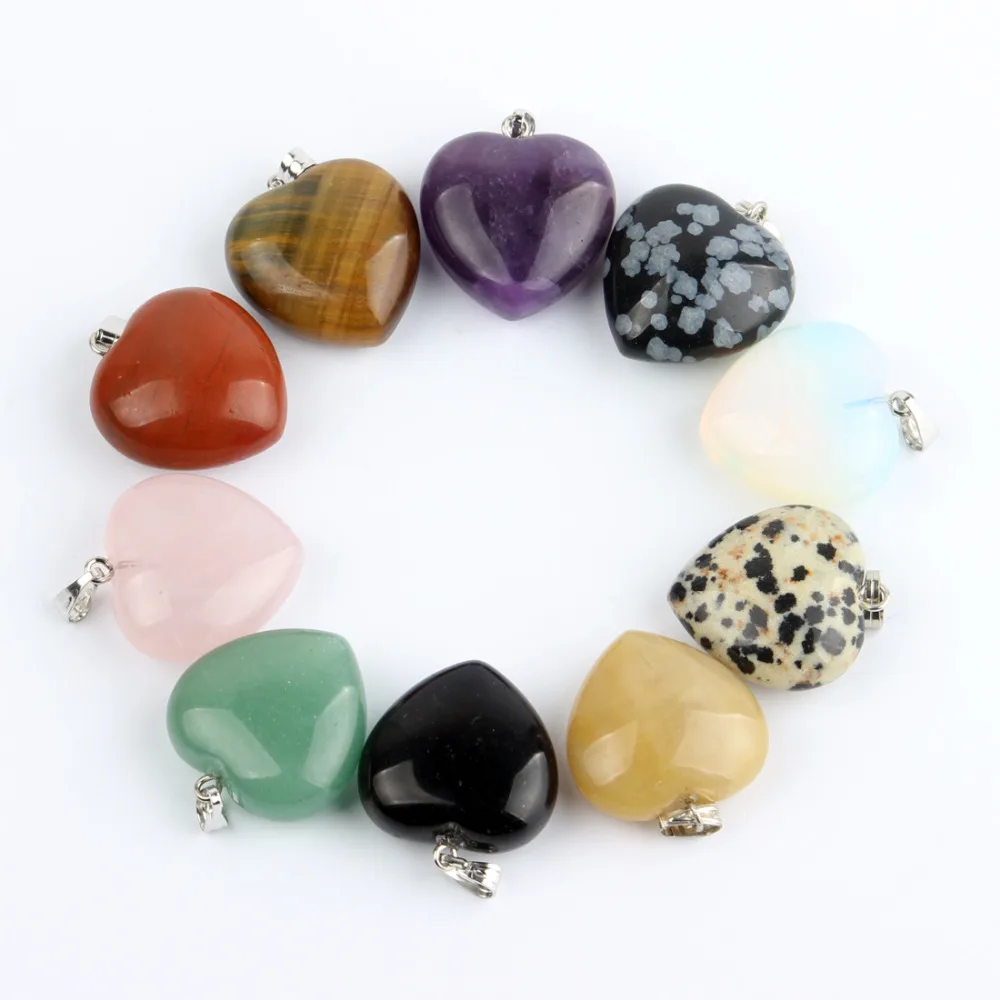 

Tryme Assorted Natural stone Heart Pendants Pendulum Crystal Opalite Chakra Healing Crystal Reiki Beads Free shipping, N/a