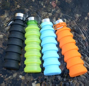 Image of Promotional Collapsible Silicone Water Bottle/Portable Travel Sport Water Bottle Folding Save Space 550ml