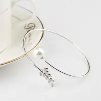 

New Arrive Leaf and Pearl Bracelet, 925 Sterling Silver Plating bracelet manufacturer