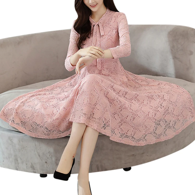 

Backless long sleeve lace formal women maxi evening dresses 2017, Pink