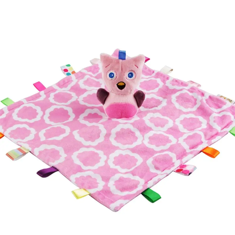 Inchant Taggies Security Blanket,Lovely Taggy Comforter Blanket Soft Touch Comforter Blanket With Taggies,Taggies Plush Toy For Baby Infant Tollder(Pink)