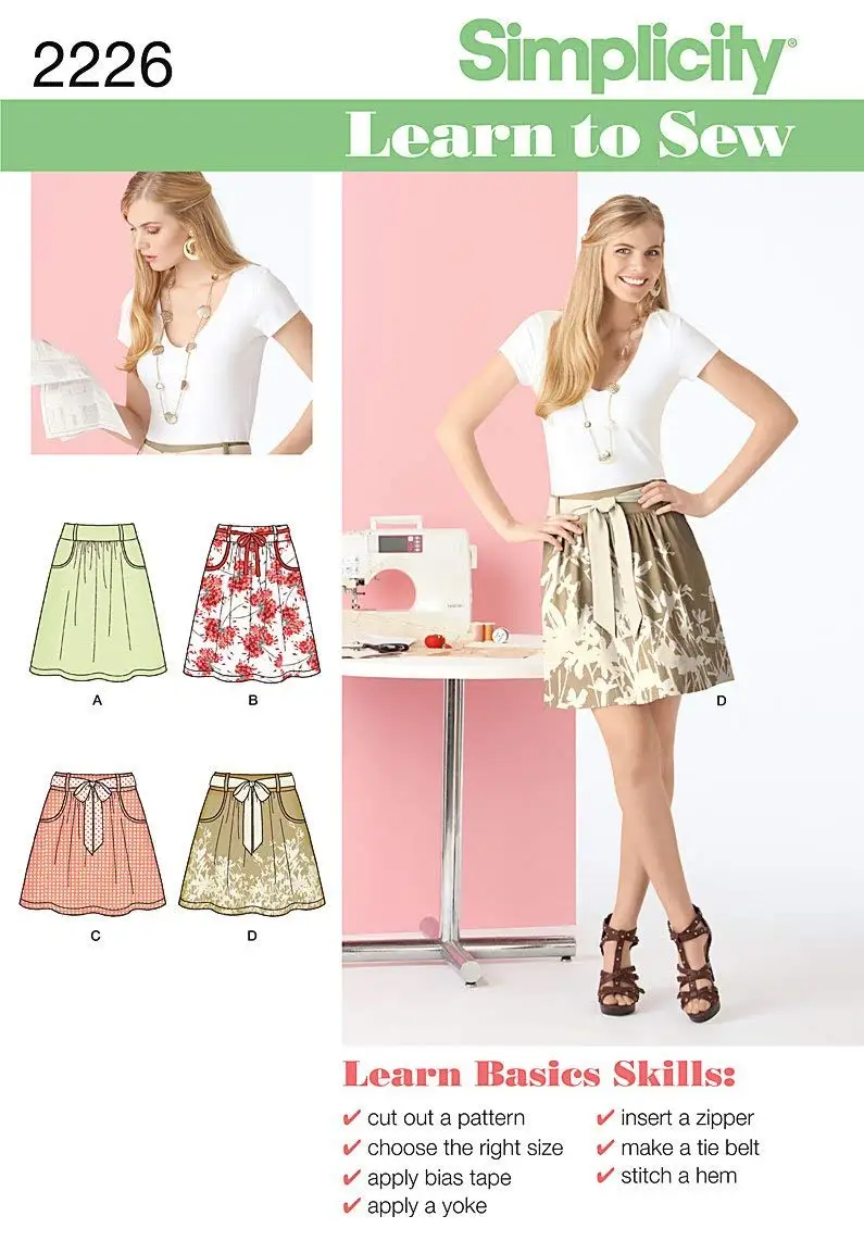 Simplicity Sewing Pattern 2226 Learn to Sew Misses' Skirt, Size A (6-8-10-12-14-16-18)