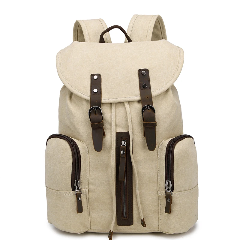 cream canvas backpack