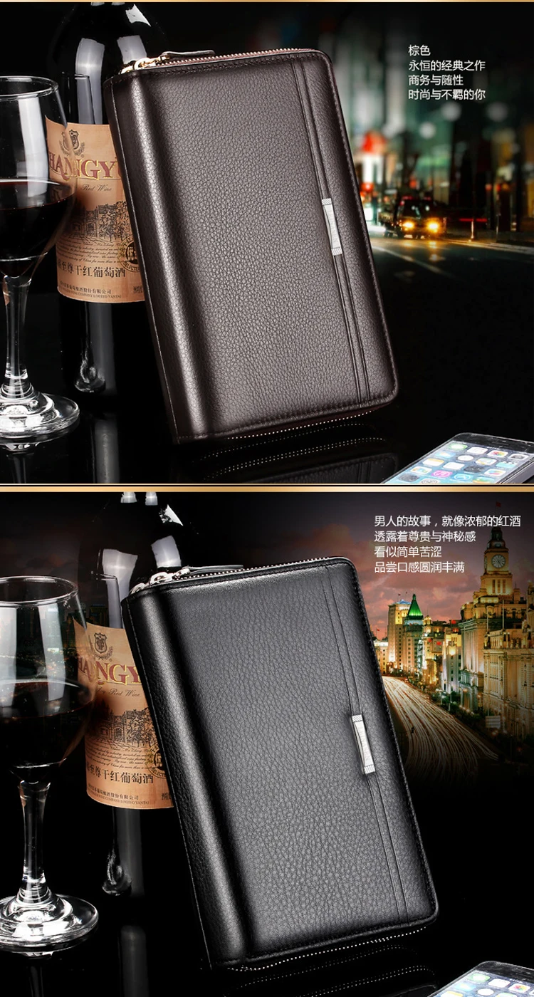 LEINASEN Brand Men Wallets with coin pocket zipper Double Zipper Male  Wallet long Large Men Purse coin clutch bag black Business - Price history  & Review