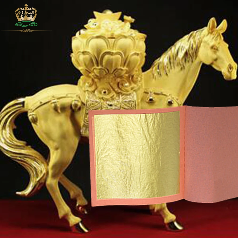 
gold leaf gilding Wholesale 98 99%% gold content decorative 22k 24k genuine gold leaf 8*8cm booklet foil paper  (62036431268)
