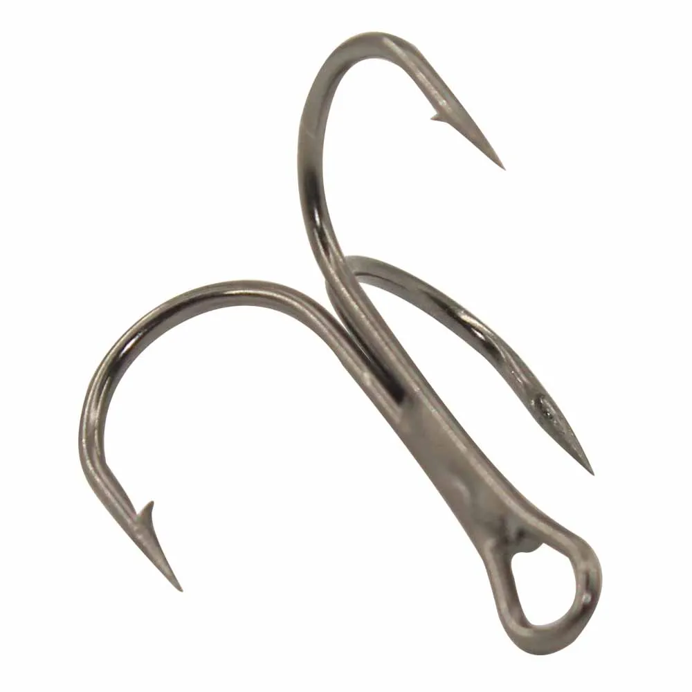 

35647 High Carbon Steel Treble Fishing Hooks Black Round Bent Triple Artificial Lure Fishhook