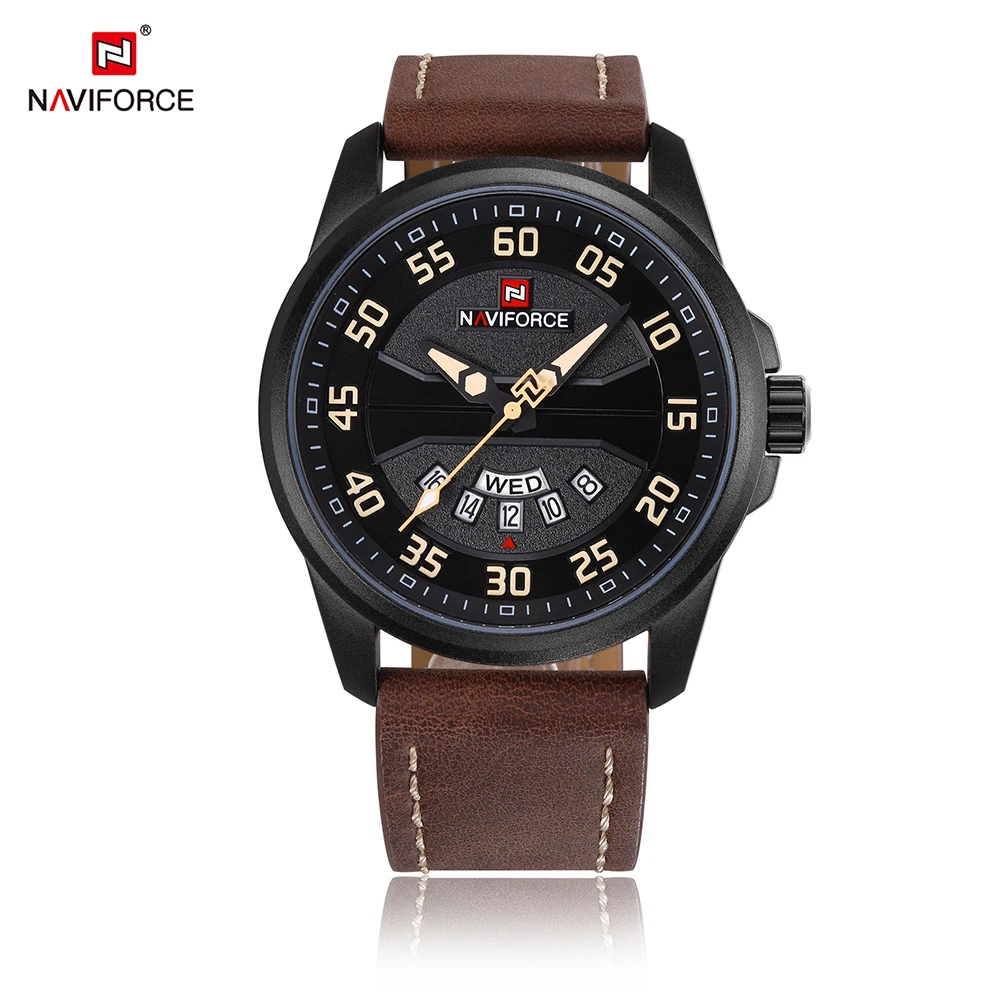 

Naviforce Brand Man Watch Luxury Genuine Leather Business Date Week Luminous Clock Waterproof Fashion Men Quartz Wrist Watch Hot