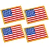 3 X 2 Inch American US Flag Embroidered Cloth Sew on Iron on Patch Golden Yellow Border