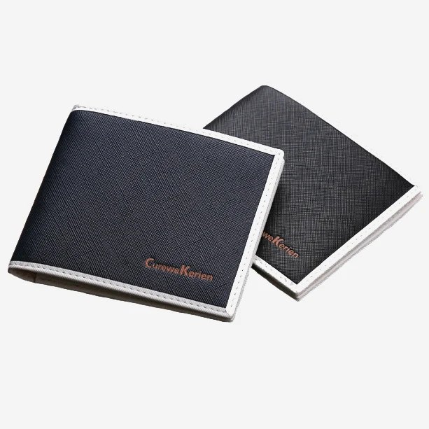 

Hot style stylish cross stitch pu leather short men purse, business wallet for men, 4 colors