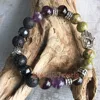 WMB21460 Wrist Gemstone Beaded Bracelet Ocean Jasper Amethyst Smoky Quartz Lava Mala Zen Jewelry Men's Bracelet