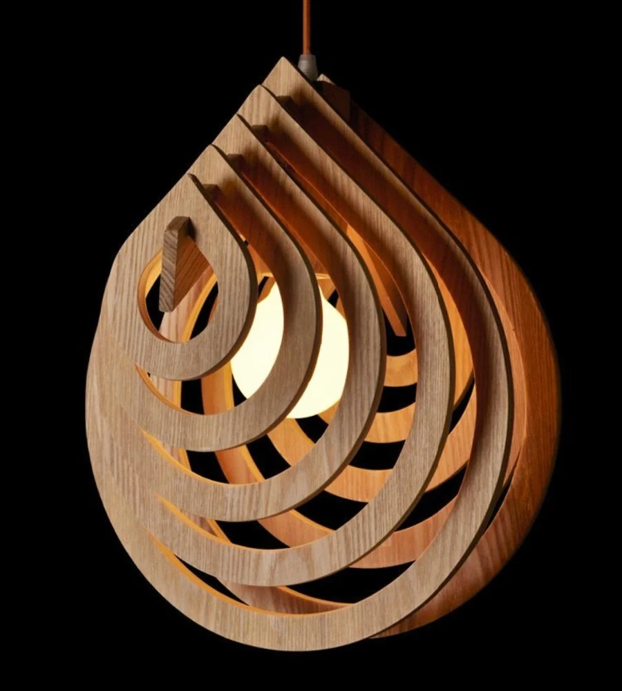Nordic creatieve korte houten hanger lampen water druppelvorm ...