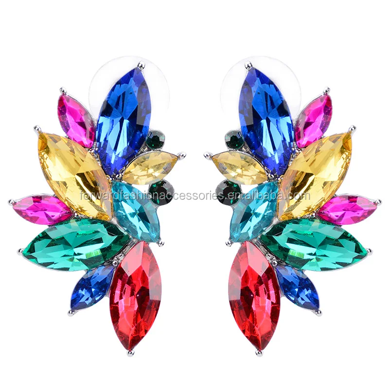 

Beautiful Fancy Alloy Jewelry Colorful Imitation Crystal Gems Brazilian Women Earrings