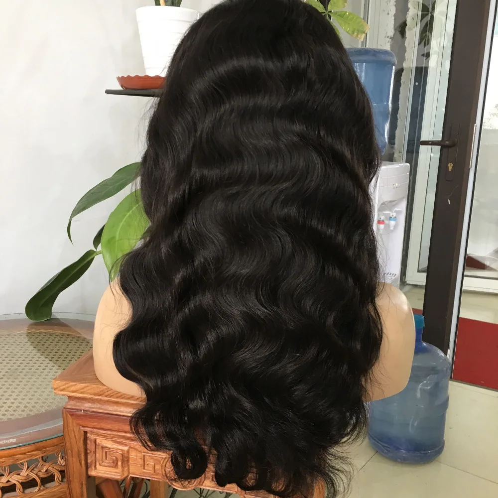 180% density glueless body wave 8a grade raw virgin brazilian hair lace front wig human hair wig