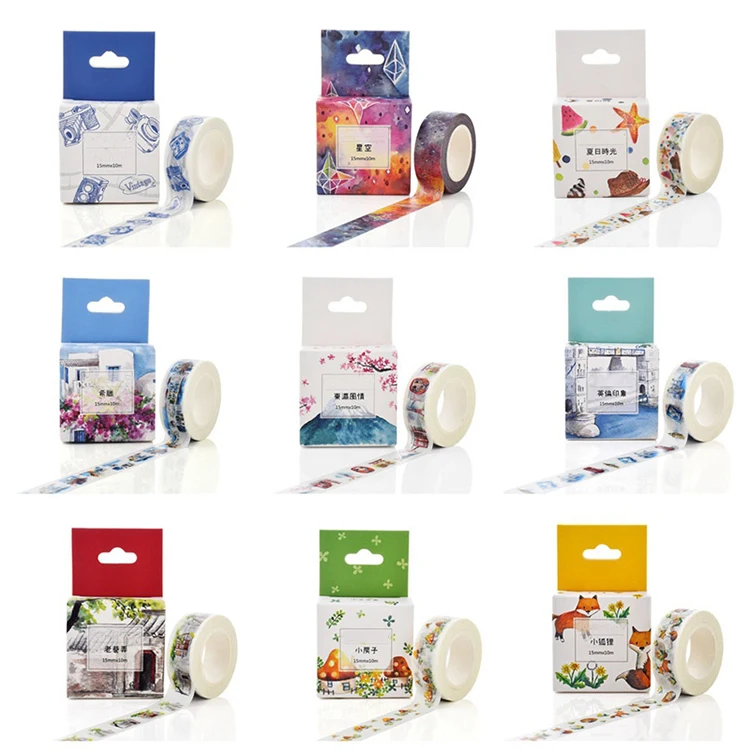 Shenzhen Wholesale Cute Pattern Paper Washi Tape For Boxing Masking