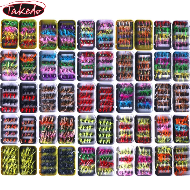 

TAKEDO New pattern FH020 32pcs/lot SMT Trout Bass Attract Bait Fly Fishing Feather hooks Ant Flies tackle hook lure