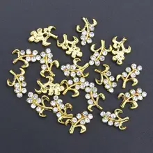 10 Pcs Glitter Gold Branch 3D Clear Rhinestones For Nail Art Decorations On Gel Polish DIY