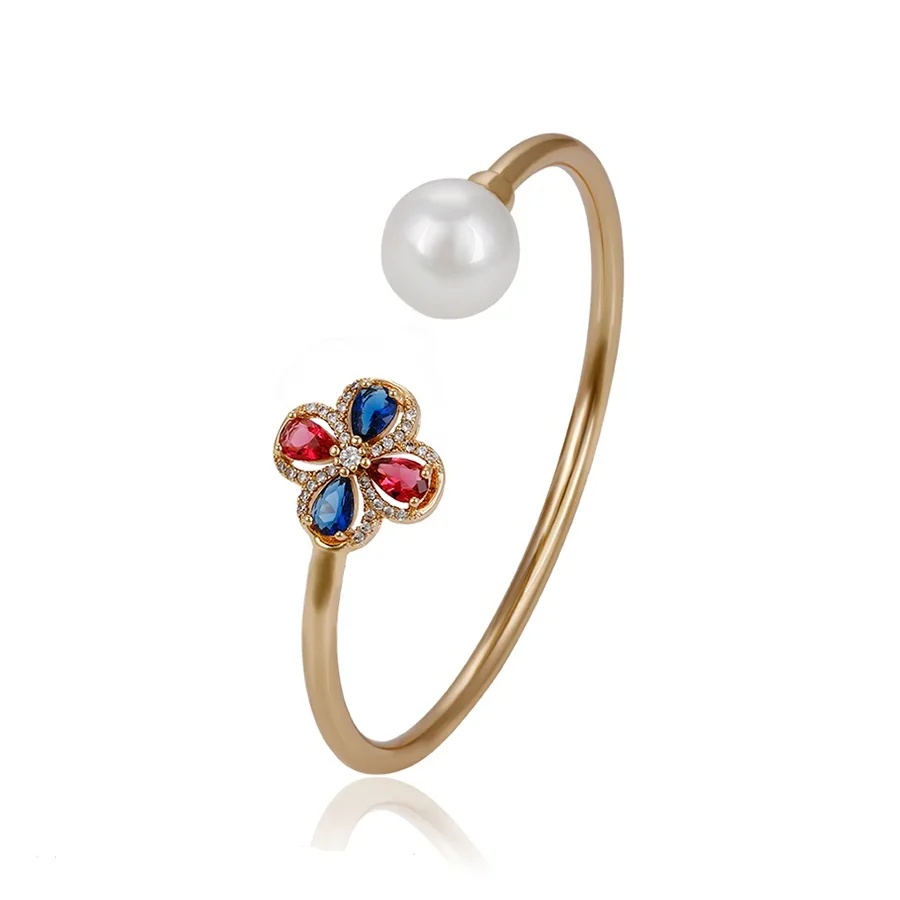 

51728 xuping jewelry fashion 18K gold plated pearl bangles for ladies